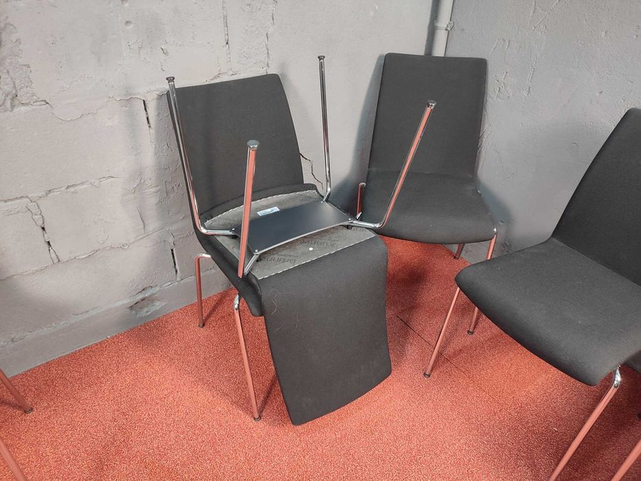 6 krzeseł biurowych czarne materiałowe BRUNNER krzesło biuro jadalnia