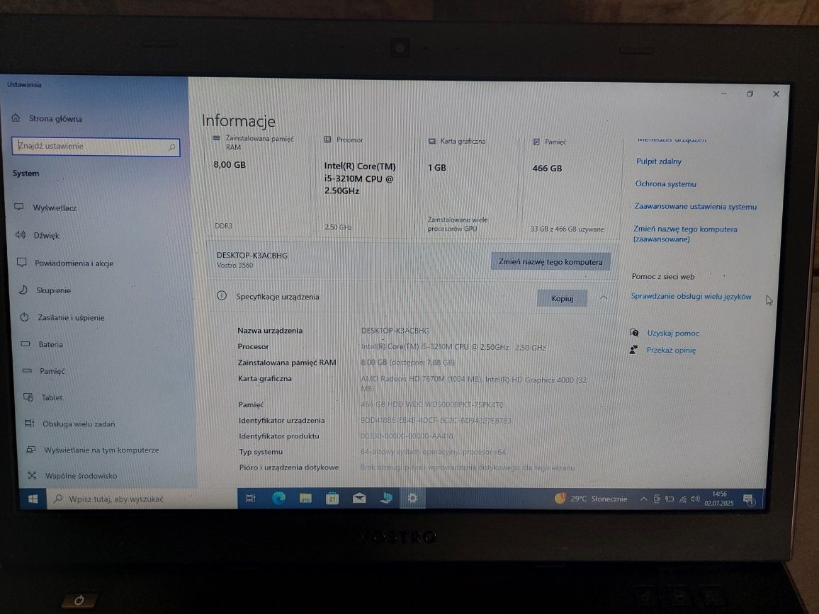 Dell Vostro 3560/ Core i5/ Radeon HD 7670/ Ram 8GB