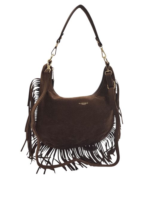 Torebka boho na ramię zamsz brąz czekolada