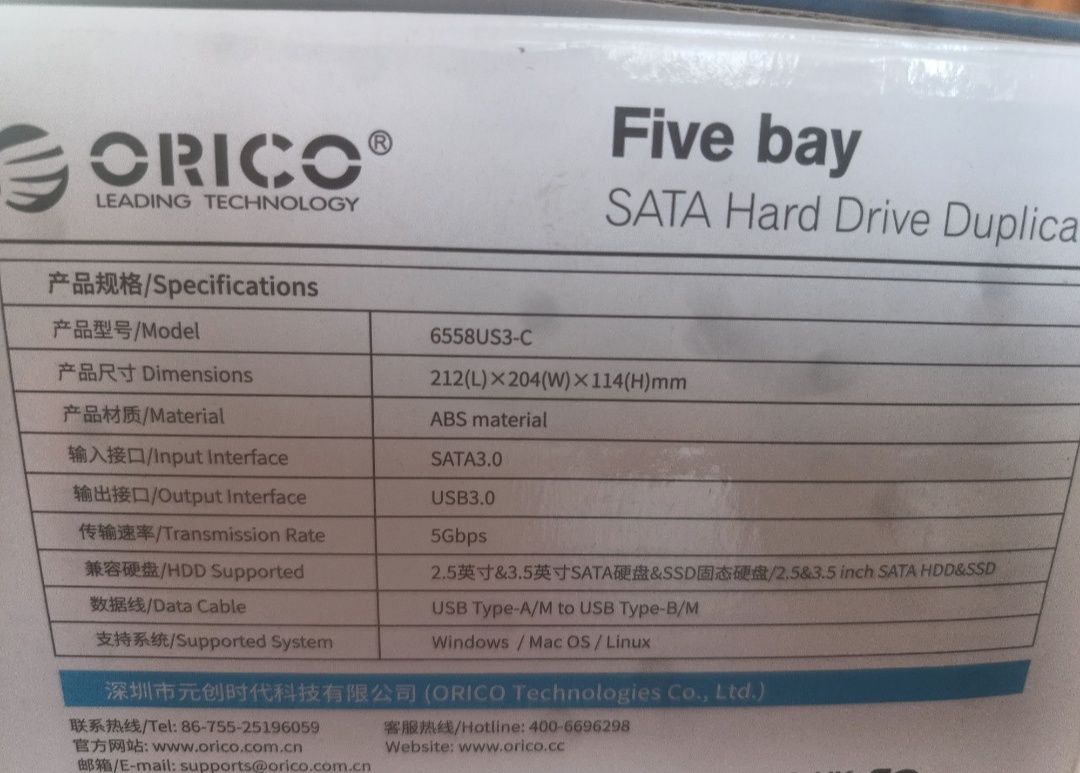 Stacja dokująca 5 kieszeni orico HDD SSD 2,5. 3,5 cala