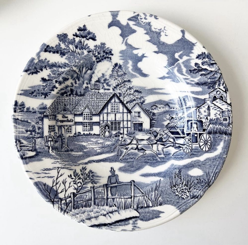 Вінтажні британські тарілки сині blue&white old english staffordshire