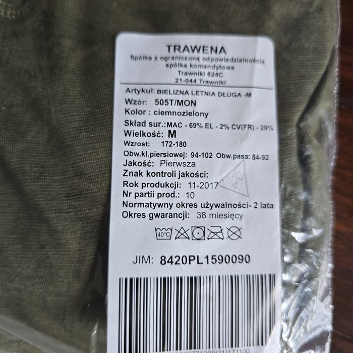 ..Bielizna letnia  długa-WOJSKOWA  505T/MON Rozmiar: M