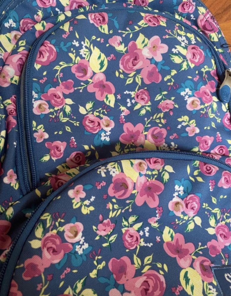 Plecak ST. REET w kwiaty niebieski szkolny