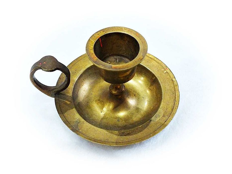 Stary świecznik z kagankiem 4cm z mosiądzu Mosiądz