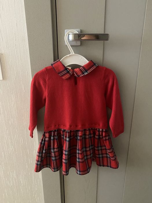 Платье красное в шотландскую клетку H&M (Chicco) 74см