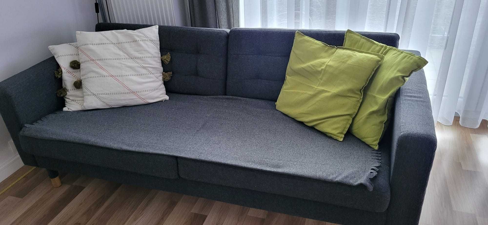 IKEA LANDSKRONA Sofa 3-osobowa, Gunnared ciemnoszary/drewno