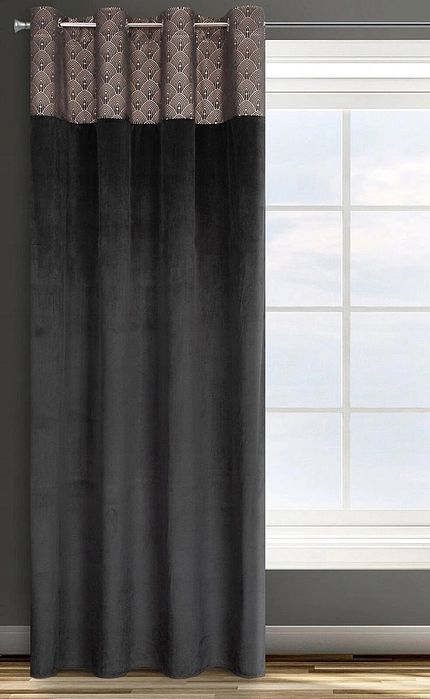 Zasłona Welurowa na Przelotkach 140x250 Dekoracyjna Agnes Czarna