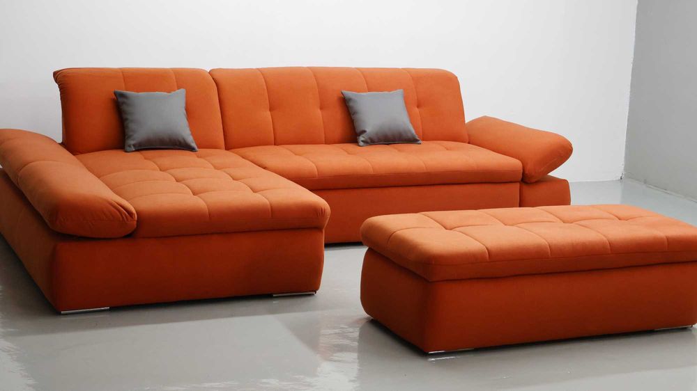 TKC Narożnik z funkcją spania PUFA pomarańczowy rozkładana rogówka sof