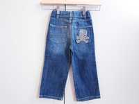 Granatowe dżinsy jeansy chłopięce pirackie 98 104 szerokie