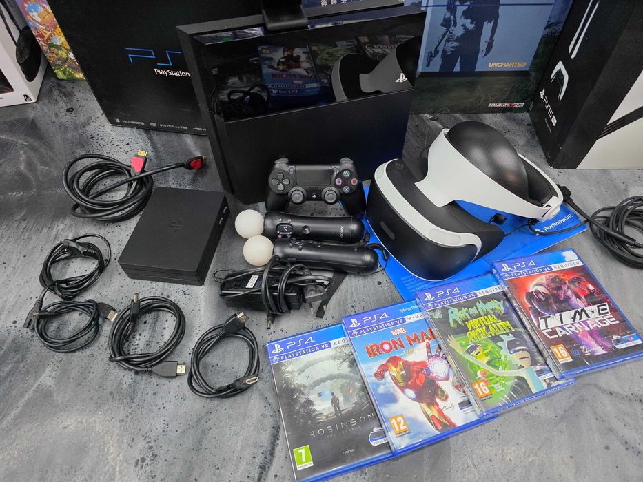 NA BOGATO Konsola PS4 500GB Gogle VR 2x Move Kamera 4 gry VR Gwar 6