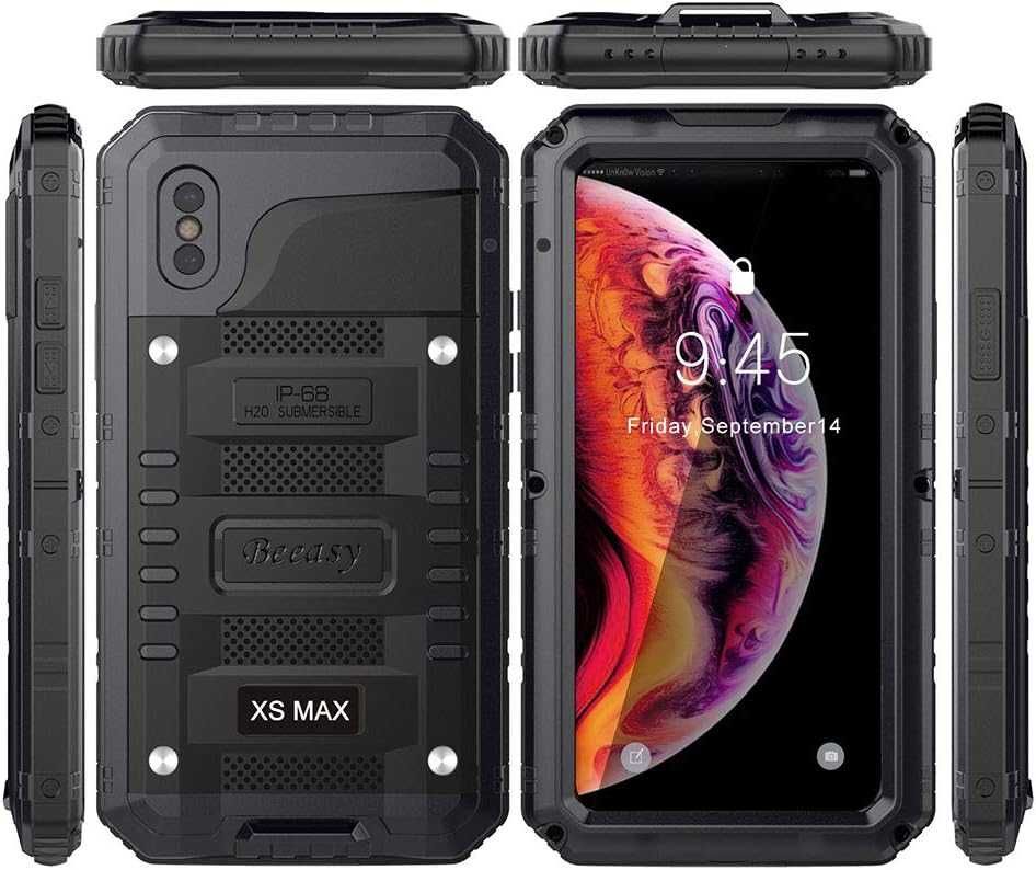 Beeasy iPhone XS Max etui wodoodporne pancerne IP68 metalowe obudowa