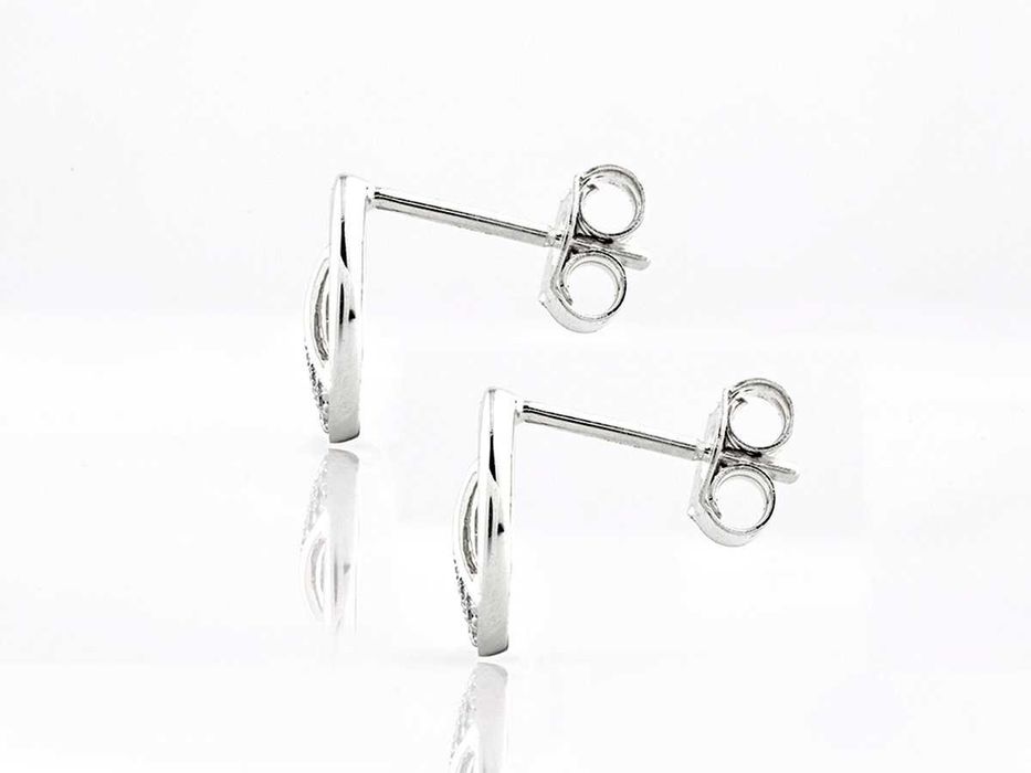 Brincos - 14 K Ouro branco - 0.07ct.  Diamante (Natural)