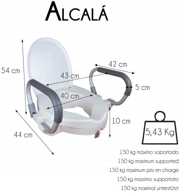 nakładka sedesowa z pokrywą i podłokietnikami mobiclinic alcala 10cm