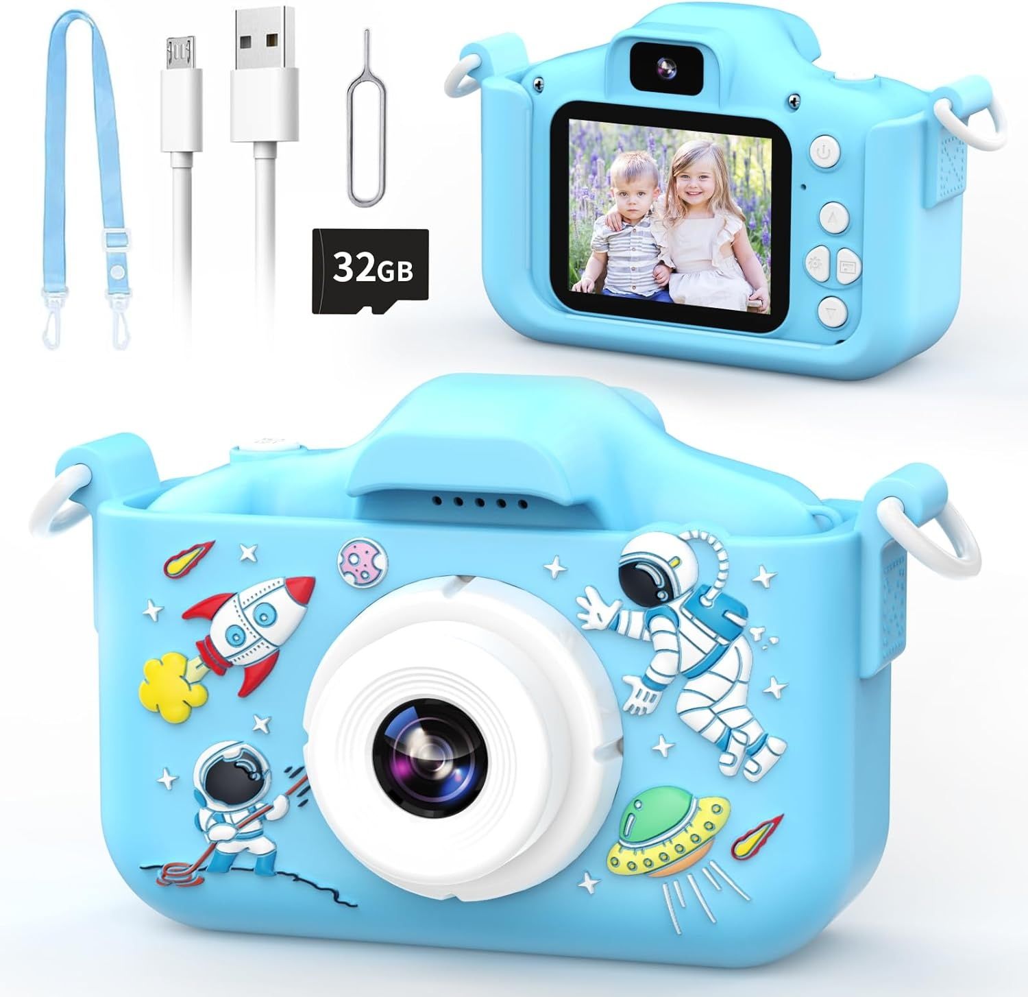 Kamera dla dzieci YunLone 12 MP aparat cyfrowy astronauta  32 GB 1080P