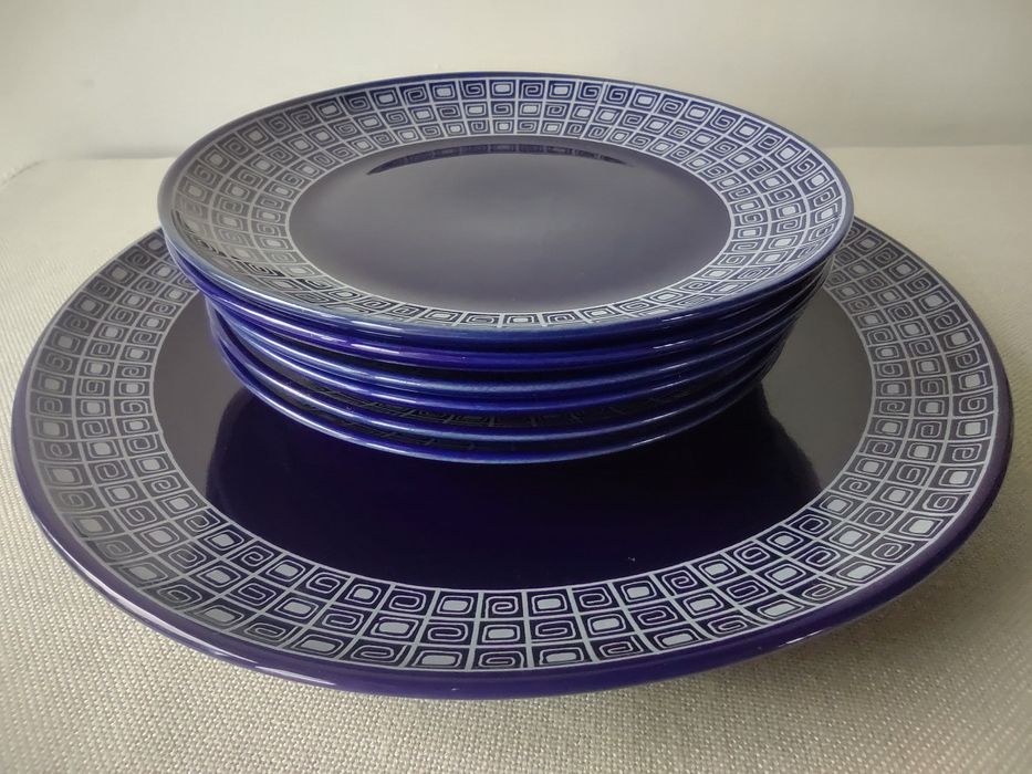 Ceramika Pruszków talerze zestaw (6+1)deserowy porcelit kolekcja PRL