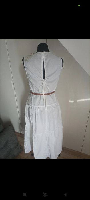 Długa letnia, biała sukienka Reserved 38-40