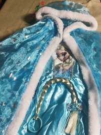 Lote acessórios Frozen Disney capa de fantasia, vestido, trança 5 anos