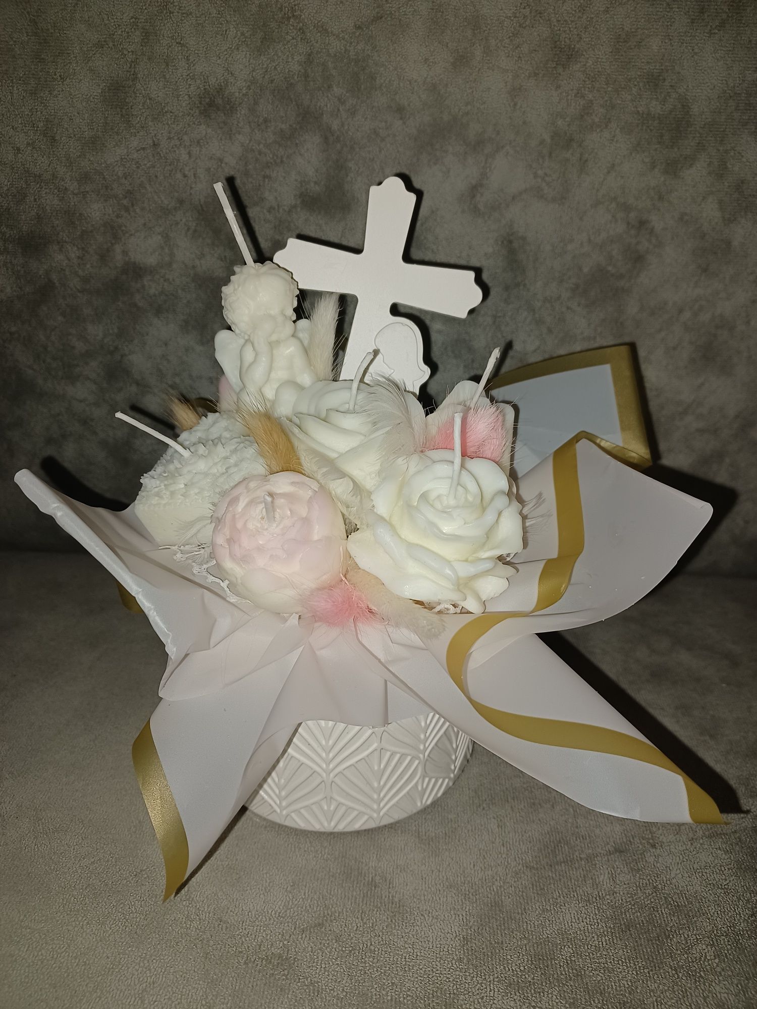 Bukiet ze świec sojowych/candle box chrzciny komunia
