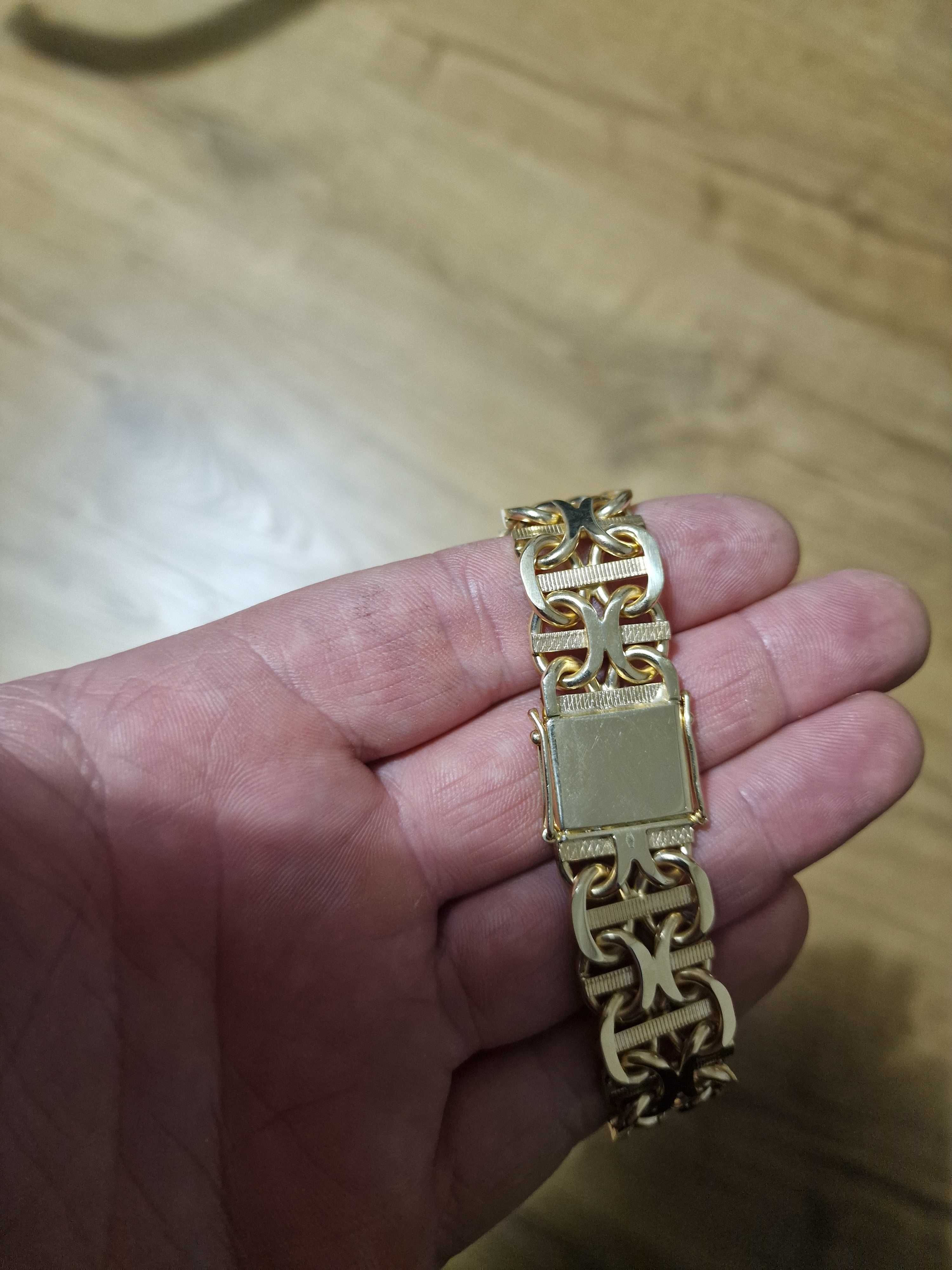 Bransoleta złota Drabinka, 23cm, 18mm, waga 91,89gr złota 585