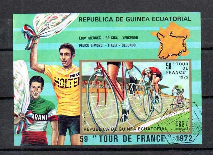 Znaczki Gwinea Równikowa - rowery wyścigi TUR DE France