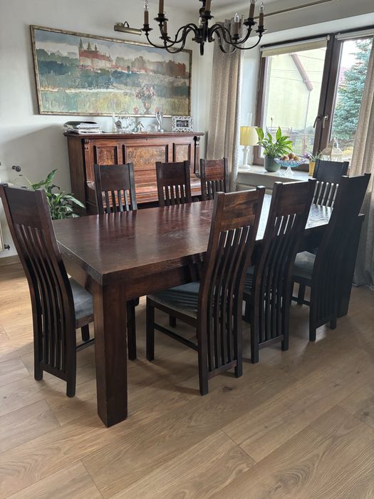 Stół rozkladany drewniany dębowy +8 krzesel