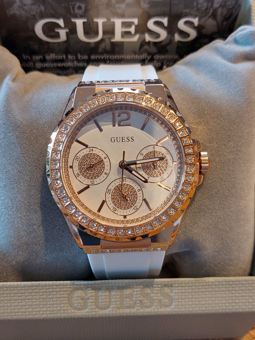Nowy damski zegarek Guess ladies sport złoty biały pasek