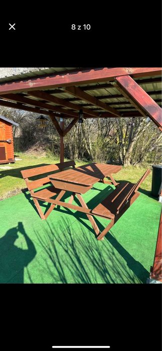 Solidne meble ogrodowe huśtawki piaskownice pergole stoly piknikowe