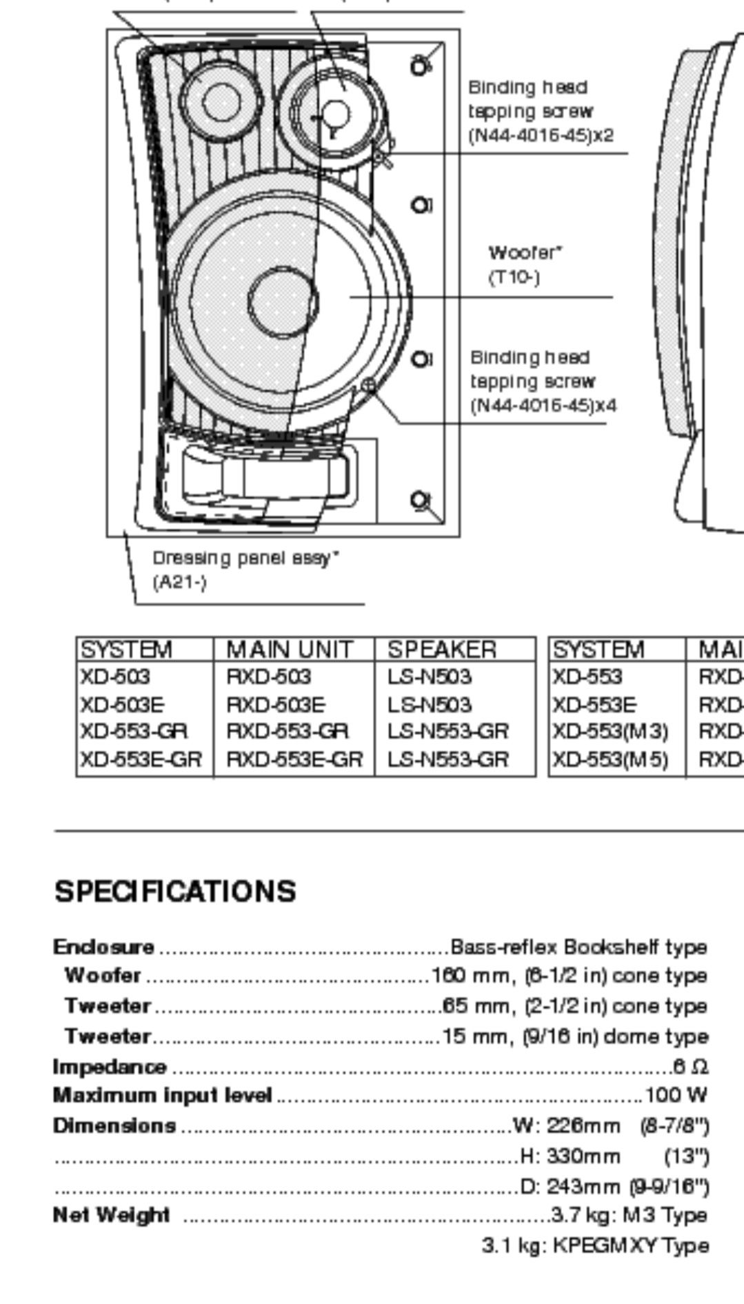 Kolumny głośnikowe KENWOOD LS-N553 6 ohm 100W