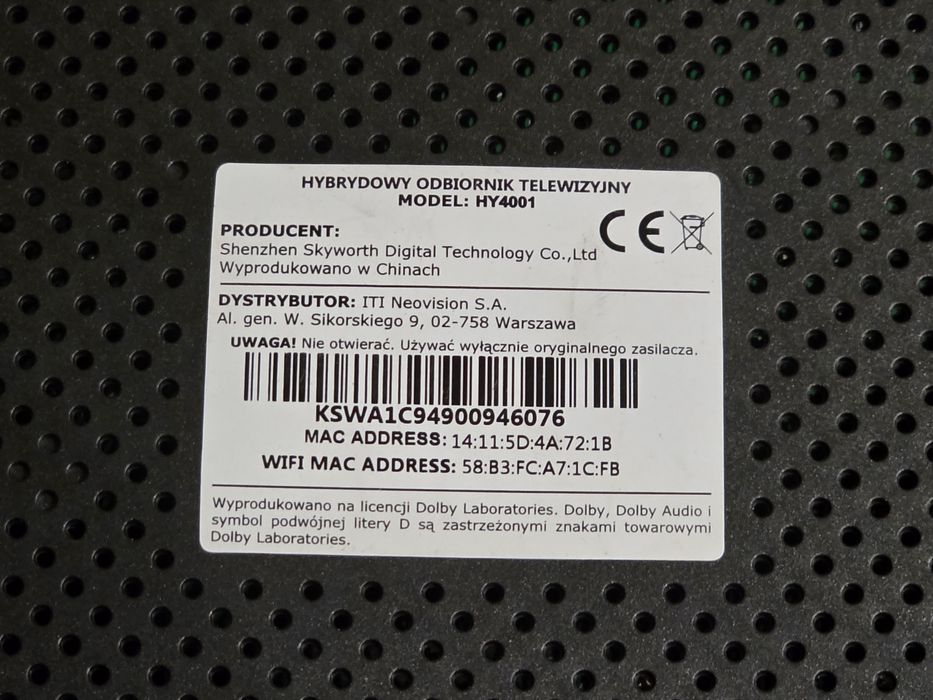 Dekoder Canal+ BOX 4K HY4001 DVB-T2