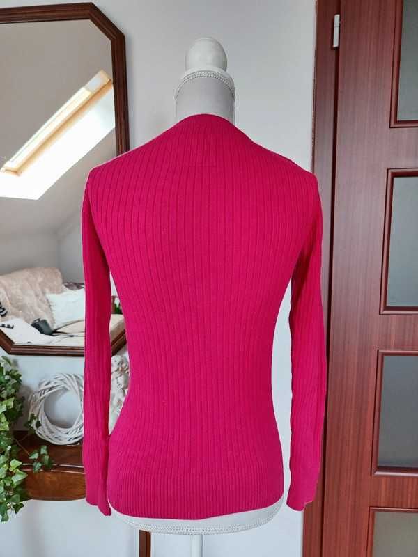 Sweter sweterek l.o.g.g H&M warkocz malinowy 146/152 12 lat różowy