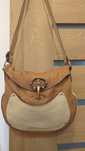 FAY PREMIUM UNIKAT oryginalna torebka len i skóra nat. crossbody worek