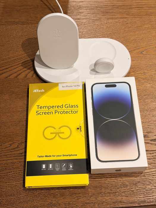 iPhone 14 Pro 128Gb + wireless charger belkin 3 em 1 + vidro protetor