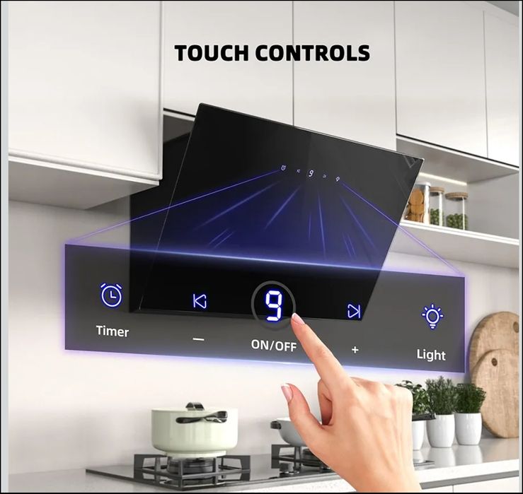 Декоративна вертикальна витяжка Firegas, кухонна, 60 см, безщітковий д