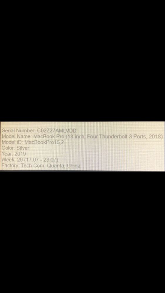 Apple Macbook pro model A1989