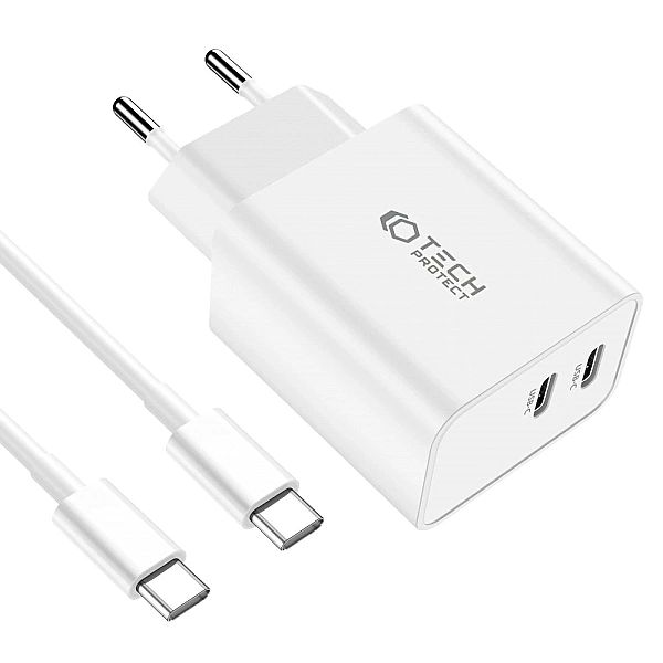 Ładowarka Tech-Protect C35W sieciowa 2x USB-C PD 35W z kablem USB-C /