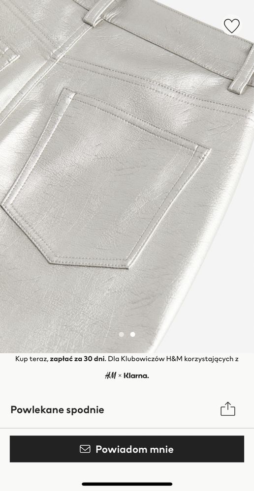 Srebrne powlekane spodnie H&M