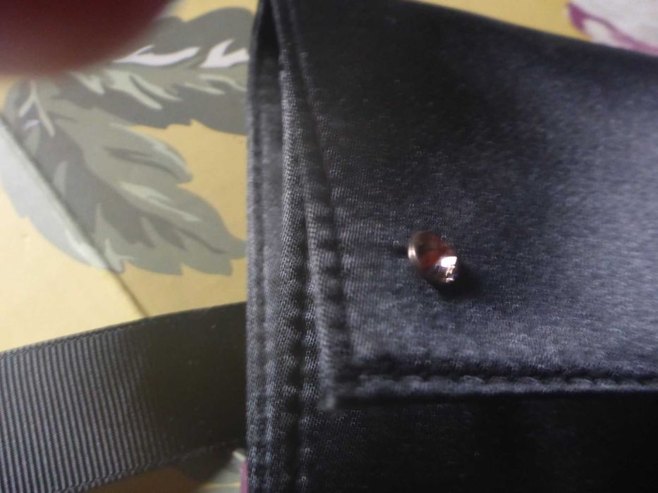 Swarovski Clutch preta de setim com um laço carteira Cerimónia GENUÍNA