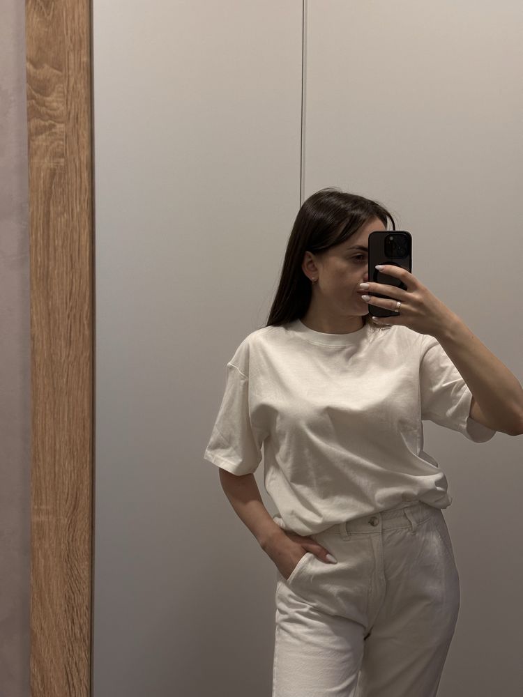 Стильна бавовняна футболка S M в стилі zara oversize літній одяг база