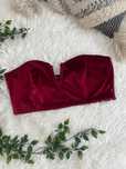PLT crop top bordowy czerwone wino bandeau aksamit welur y2k 44 XXL