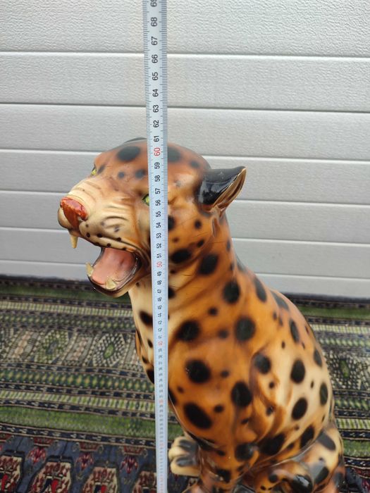 Ceramiczna Figura  Gepard  XXL - 60 CM - Ręcznie malowana - Lata 70