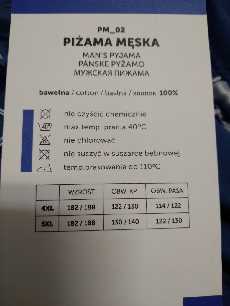 Piżama męska duży rozmiar