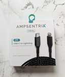якість з США кабель плетений USB C to Lightning 1м Ampsentrix