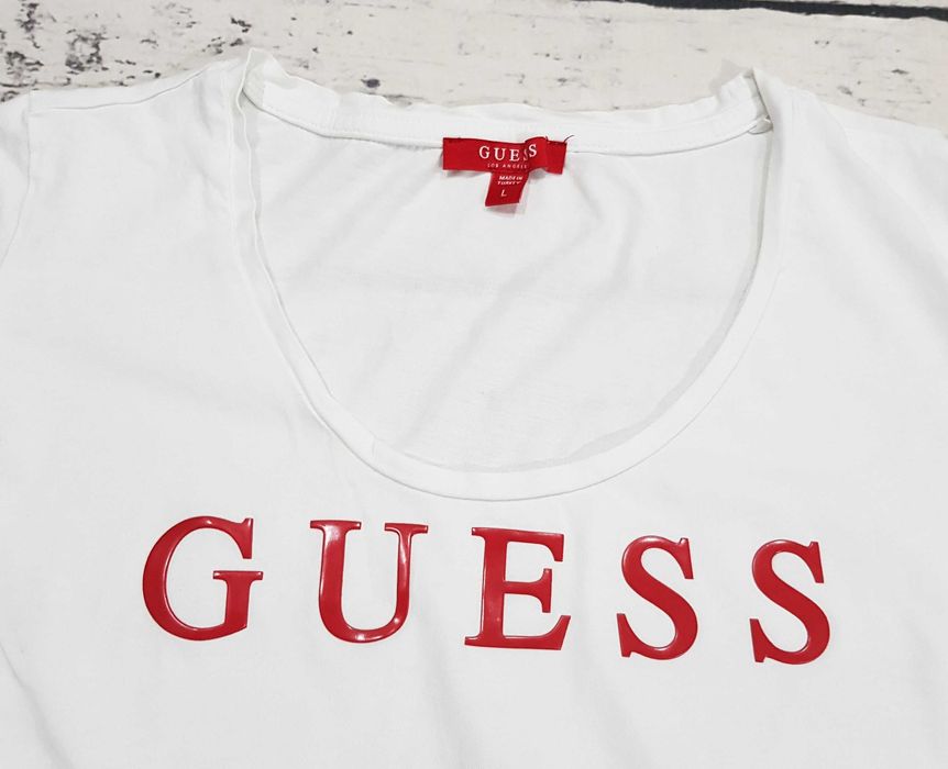 GUESS * koszulka* nadruk * biała * damska * L