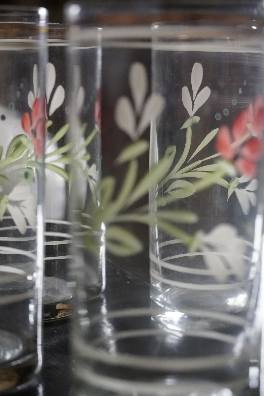 Malowane szklanki PRL literatki hand made retro vintage