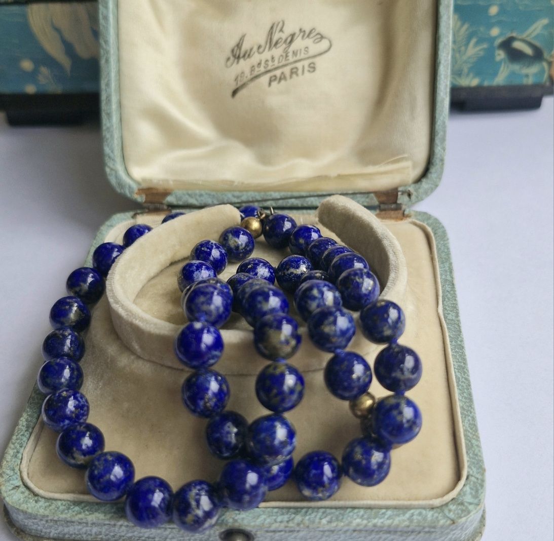 Retro naszyjnik lapis lazuli srebro 925 JKa 45 cm