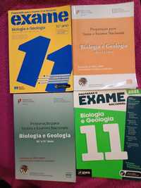 Livros de preparação para exame de Biologia.