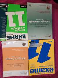 Livros de preparação para exame de Biologia.