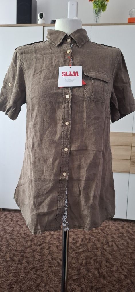 Bluzka z krótkim rękawem 100 % len S/M