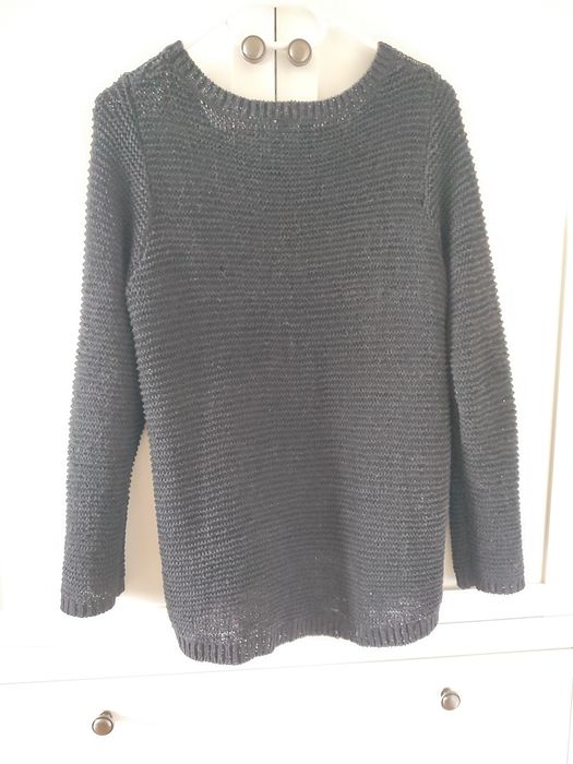 Sweter H&M S czarny ażurowy luźny