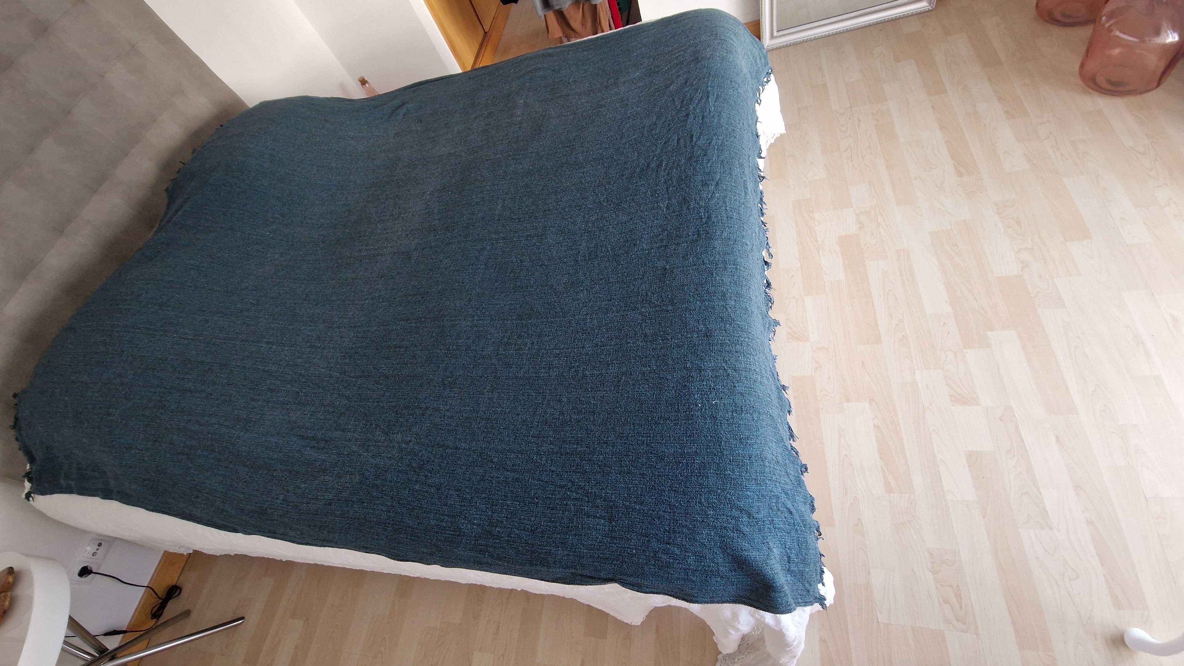 Manta azul esverdeado, 165 cm largura x 220 comprimento